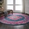 Homeroots 8 ft. Round Blue & Pink Medallion Area Rug 385257 - alternate 7